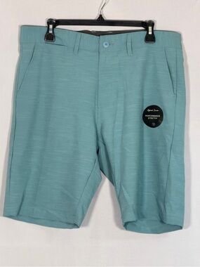 NWT Burnside Hybrid Shorts Mens 34 Aqua Stretch Quick Dry Land Sea Boardshorts